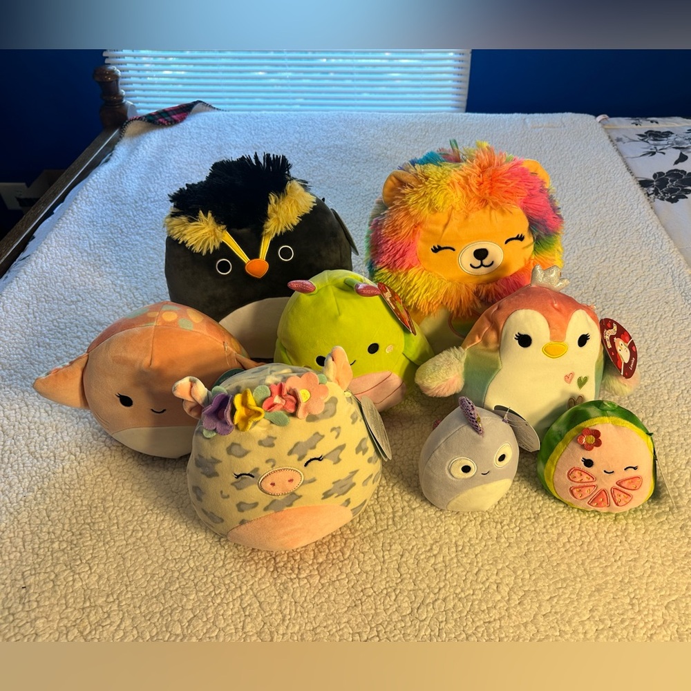 Set of 8 Squishmallow Colorful Plush Toys